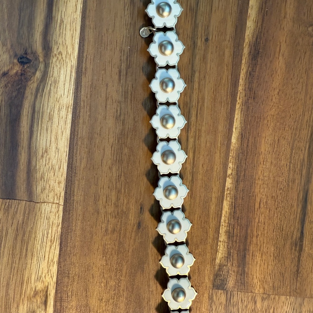 Spartina 449 Gold and Cream Floral Bracelet